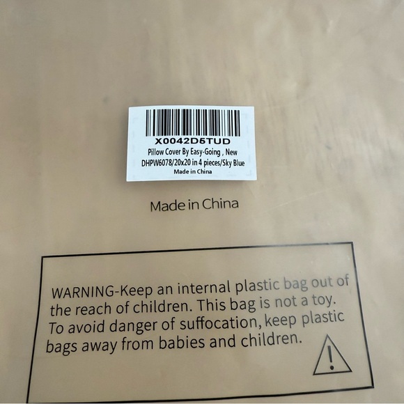 Pillow Cover By Easy-Going, New DHPW6078/20x20 in 4 pieces/Sky Blue - Picture 6 of 6